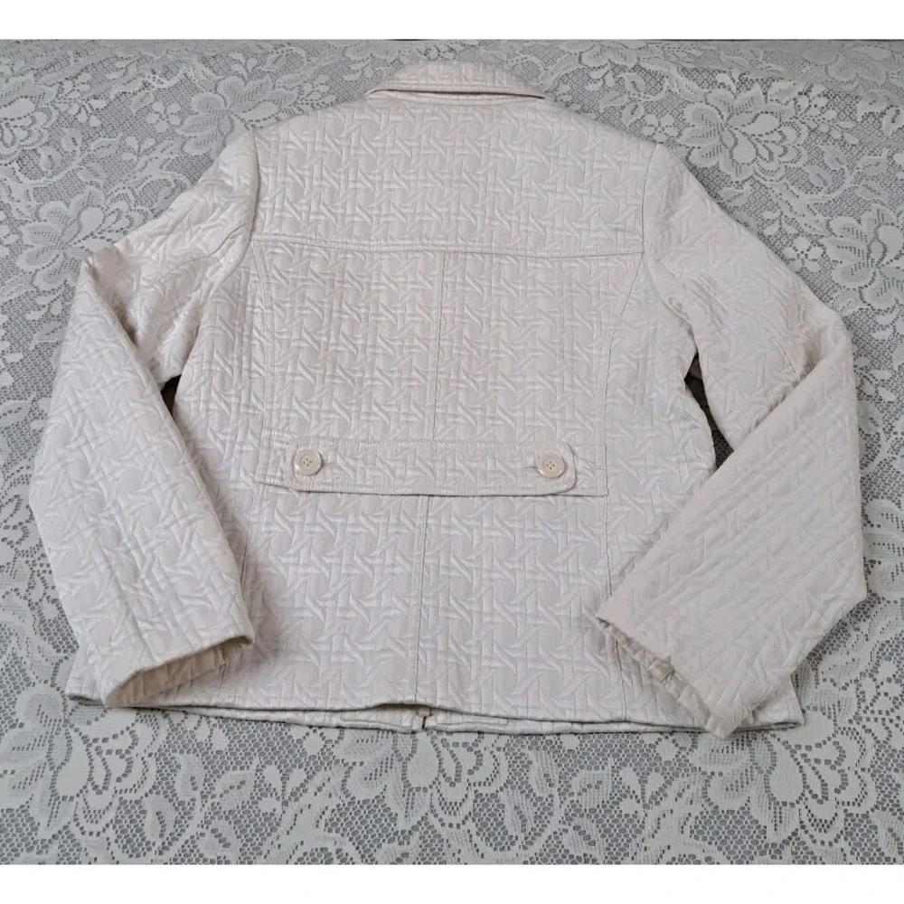 Weather Tamer Jacket Womens Sz Med Quilted Cream Winter White Full Zip Pre-owned